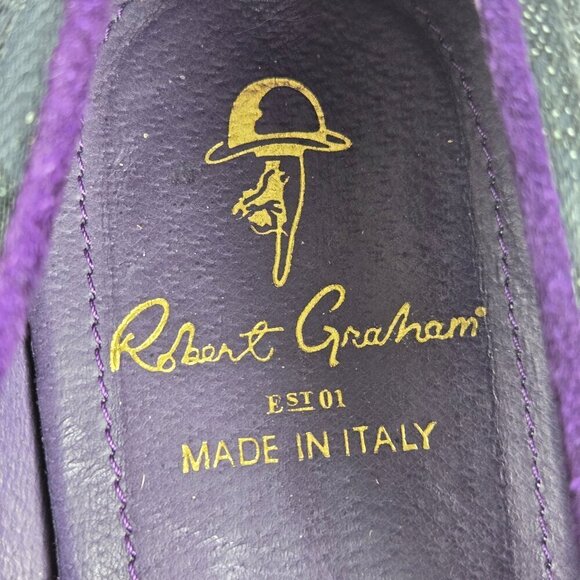 Robert Graham PRINCE Denim Slip On Loafers Purple Edging Size 11.5 Narrow Fit - Picture 13 of 14